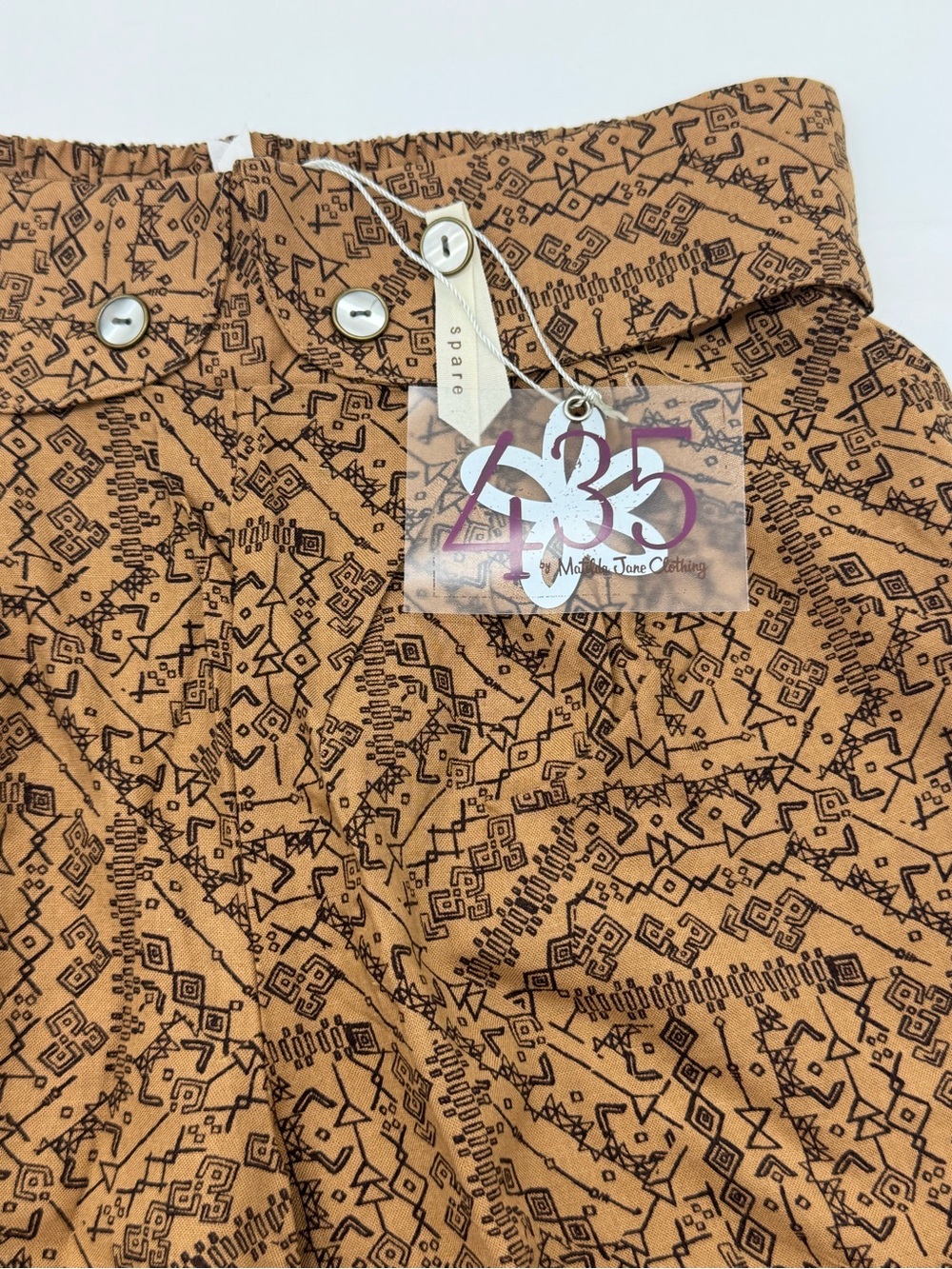 NWT Matilda Jane Big Adventure Shorts in Tan Brown Geometric Brown Design - Picture 3 of 4